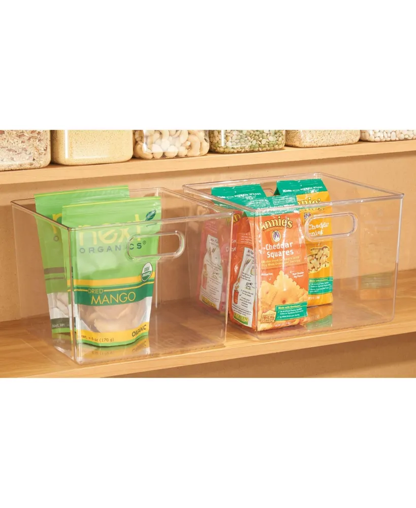 mDesign Wide Plastic Kitchen or Pantry Food Storage Organizer Bin, 2 Pack, Clear