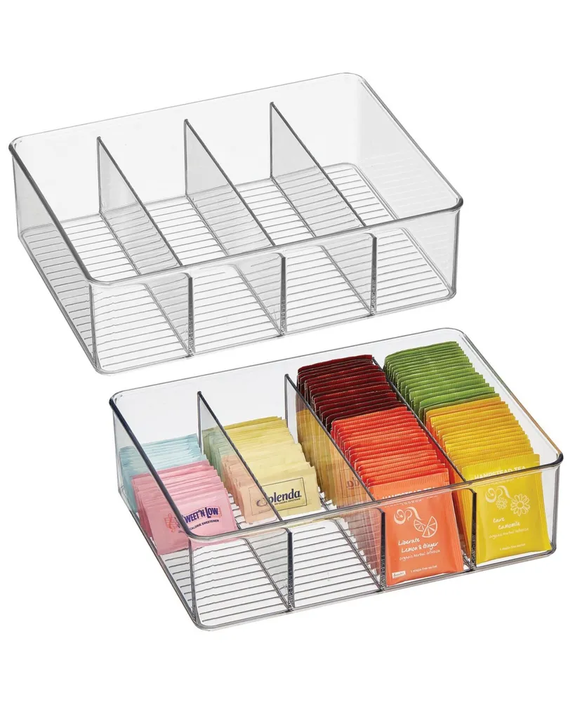 mDesign Plastic Stackable Kitchen Storage Organizer with Drawer - 2 Pack,  Clear 