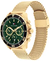 Tommy Hilfiger Men's Multifunction Gold-Tone Stainless Steel Mesh Watch 43mm