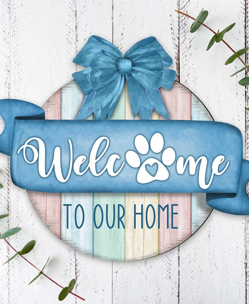 Designocracy Holiday Wooden Door Decor Welcome Sign Dog Lover Porch Wreath G. DeBrekht