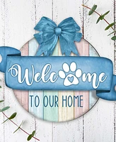 Designocracy Holiday Wooden Door Decor Welcome Sign Dog Lover Porch Wreath G. DeBrekht