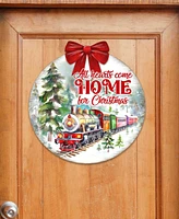 Designocracy All Hearts Come Home for Christmas Wooden Door Decor Welcome Sign G. DeBrekht