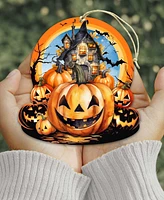 Designocracy Holiday Wooden Ornaments Haunted House Home Decor G. DeBrekht
