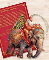 Designocracy Santa on Elephant Christmas Wooden Ornaments Holiday Decor G. DeBrekht