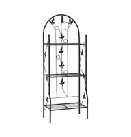 vidaXL 3-Layer Plant Rack Black 20.5"x11"x50.4" Iron