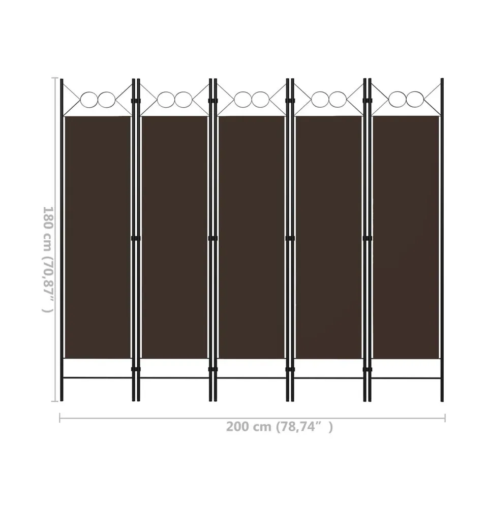 vidaXL 5-Panel Room Divider Brown 78.7"x70.9"