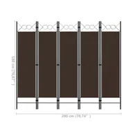 vidaXL 5-Panel Room Divider Brown 78.7"x70.9"