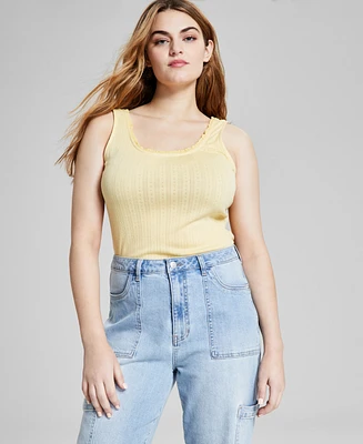 And Now This Women's Scoop-Neck Pointelle Sleeveless Bodysuit, Created for Macy's