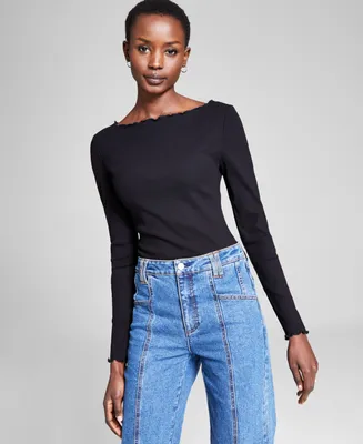 And Now This Women's Boat-Neck Double-Layered Long-Sleeve Bodysuit, Created for Macy's