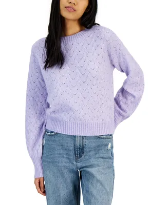 Sugar Moon Juniors' Nyc Alliance Pointelle Lurex Sweater
