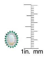 Lab-Grown Opal (1/2 ct. t.w.), Lab-Grown White Sapphire (1/3 ct. t.w.) & Nano (3/8 ct. t.w.) Oval Halo Stud Earrings in Sterling Silver