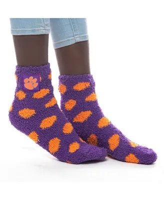 Women's ZooZatz Clemson Tigers Fuzzy Dot Ankle Socks