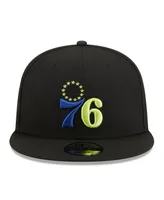 Men's New Era Black Philadelphia 76ers Neon Pop 9FIFTY Snapback Hat