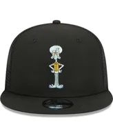 Men's New Era Black SpongeBob SquarePants Squidward Mesh Trucker 9FIFTY Snapback Hat