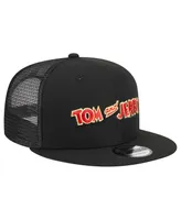 Men's New Era Black Tom and Jerry Wordmark Trucker 9FIFTY Snapback Hat