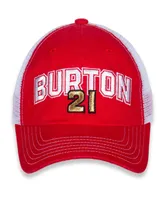 Women's Checkered Flag Sports Red, White Harrison Burton Name and Number Adjustable Hat