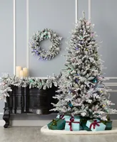 Seasonal The Bluffton Flocked Pine 7' Pe, Pvc Tree, 2289 Tips, 350 Rgbw Lights, Metal Stand, Ez-Connect