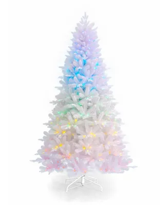 Seasonal Arctic Starburst Pine 7.5' 1584 Pe, Pvc Mixed Tips with 400 Rgbw Application Controlled Lights, Ez-Connect Pole and Storage Bag