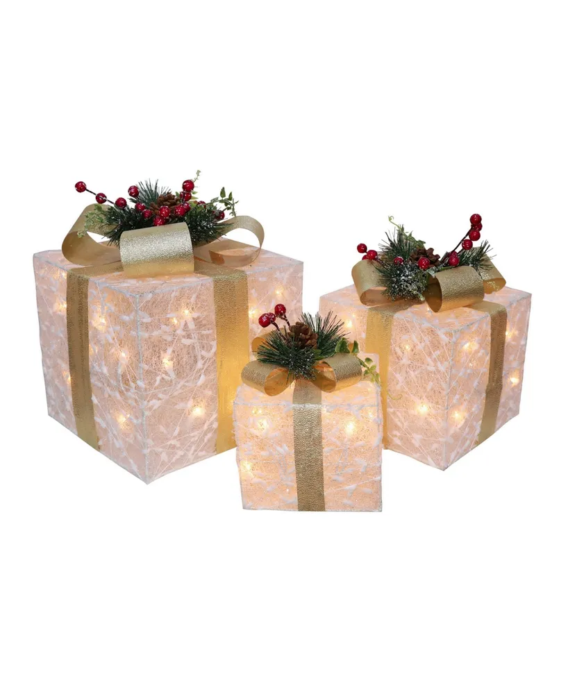 Seasonal Gift Box Pre-Lit, Set of 3