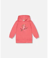 Girl Super Soft Brushed Heavy Jersey Long Sleeve Hooded Tunic Coral - Child