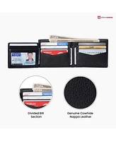 Alpine Swiss Men's Leather Rfid Bifold Wallet 2 Id Windows Divided Bill Section