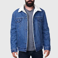 Alpine Swiss Men's Sherpa Lined Denim Jacket Classic Button Up Jean Trucker Coat