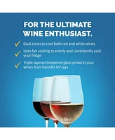 Newair 15" Built-in 29 Bottle Dual Zone Compressor Wine Fridge in Stainless Steel, Quiet Operation with Beech Wood Shelves