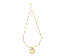 Rivka Friedman Pearl & Chain Medallion Drop Necklace