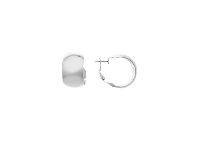 Rivka Friedman White Rhodium Clad Polished Wide Hoop with Omega Back