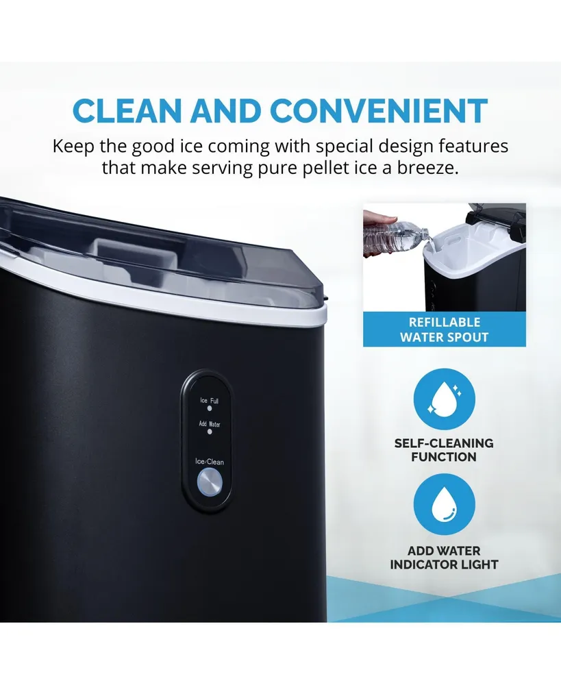 Newair 26 lbs. Nugget Countertop Ice Maker with Soft Chewable Pebble Ice, Self-Cleaning, Easy-Pour Waterspout, Perfect for Home, Kitchen, Office