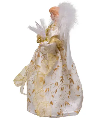 Kurt Adler 12" Battery-Operated Fiber Optic Angel Tree Topper with Color Changing Led Lights