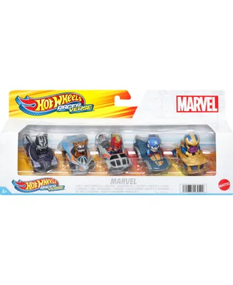 Hot Wheels RacerVerse, Set of 5 Die-Cast Hot Wheels Cars with Marvel Characters as Drivers - Multi