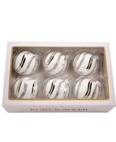 Kurt Adler 80mm Glass Glittered Swirl 6 Piece Ball Ornament Set