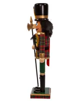 Kurt Adler 15" Wooden Plaid Soldier Nutcracker