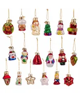 Kurt Adler 2-2.5" Mini Christmas Shape Glass Ornaments, 18 Piece Set