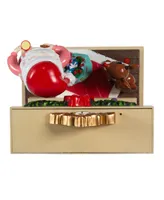 Kurt Adler 7" Battery-Operated Rudolph and Santa Fireplace Table Piece