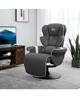 Homcom Manual Recliner, Swivel Lounge Armchair with Footrest and Two Cup Holders for Living Room, Black