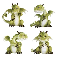 Fc Design 4-pc Cute Green Dragon 4.25"H Figurine Set Home Decor Perfect Gift for House Warming, Holidays and Birthdays