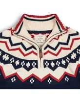 Hope & Henry Men's Organic Half Zip Raglan Fair Isle Sweater