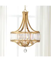 Possini Euro Design Prava Warm Brass Pendant Chandelier Lighting 21 1/2" Wide Strip Crystal Shade 4