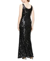 Alex & Eve Women's Sequined Scoop-Neck Sleeveless Gown