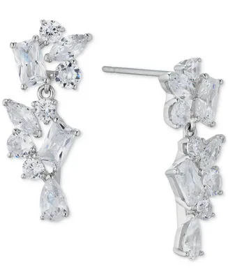 Eliot Danori Silver-Tone Crystal Cluster Drop Earrings
