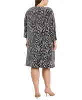 R & M Richards Plus 2-Pc. Zebra-Print Jacket Necklace Dress Set