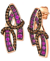 Le Vian Chocolatier Bubble Gum Pink Sapphire (5/8 ct. t.w.) & Chocolate Diamonds (3/8 ct. t.w.) Swirly Drop Earrings in 14k Rose Gold
