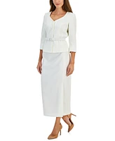 Le Suit Women's 3/4-Sleeve Belted Jacket & Midi Skirt