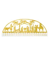 Glitzhome 23.5" L Wooden Metal Foil Nativity Countdown Calendar Decor