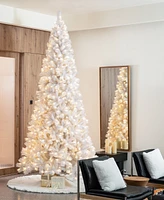 Glitzhome 10' Pre-Lit Pine Slim Artificial Christmas Tree with 800 Warm Lights, Three Function