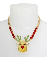 Betsey Johnson Faux Stone Reindeer Pendant Necklace
