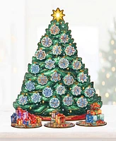 Designocracy Advent Calendar Themed Wooden Christmas Tree with Ornaments Set of 28 G. DeBrekht