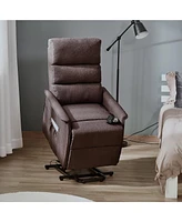 Homcom Electric Lift Recliner Massage Chair Vibration, Living Room Office Furniture, Brown